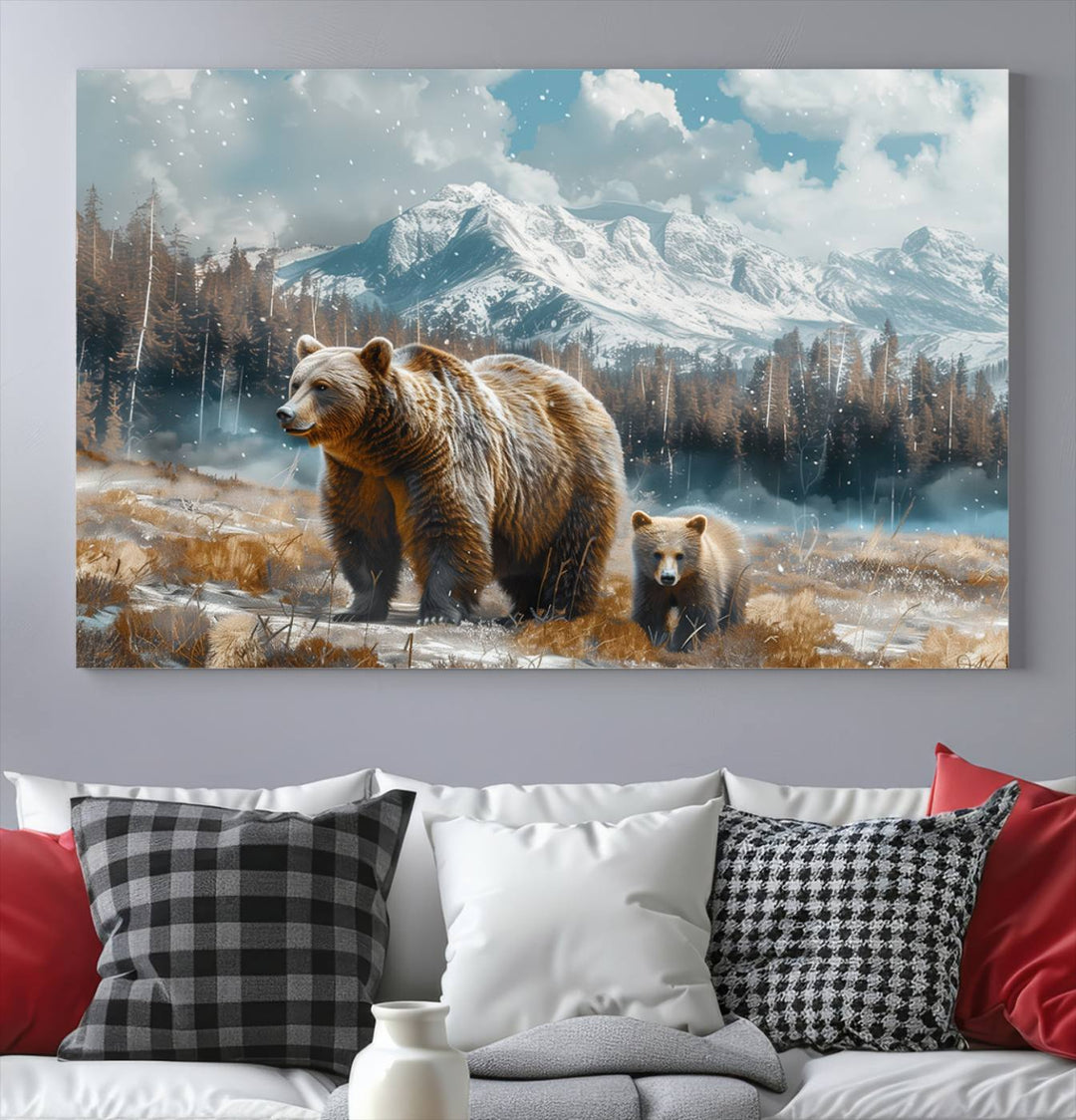 Bear and Baby Bear Wall Art Canvas Print