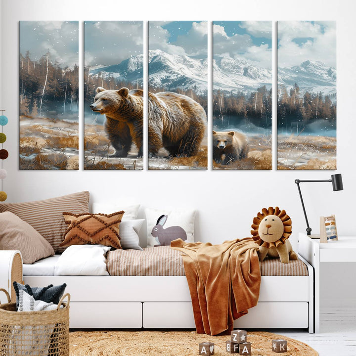 Bear and Baby Bear Wall Art Canvas Print