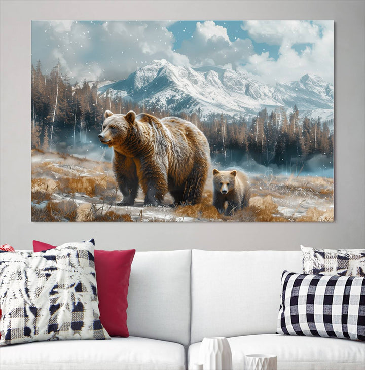 Bear and Baby Bear Wall Art Canvas Print