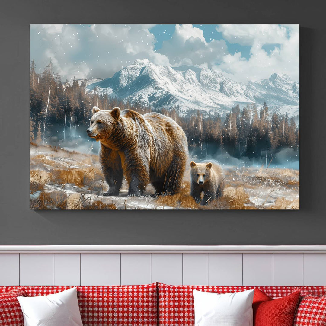 Bear and Baby Bear Wall Art Canvas Print