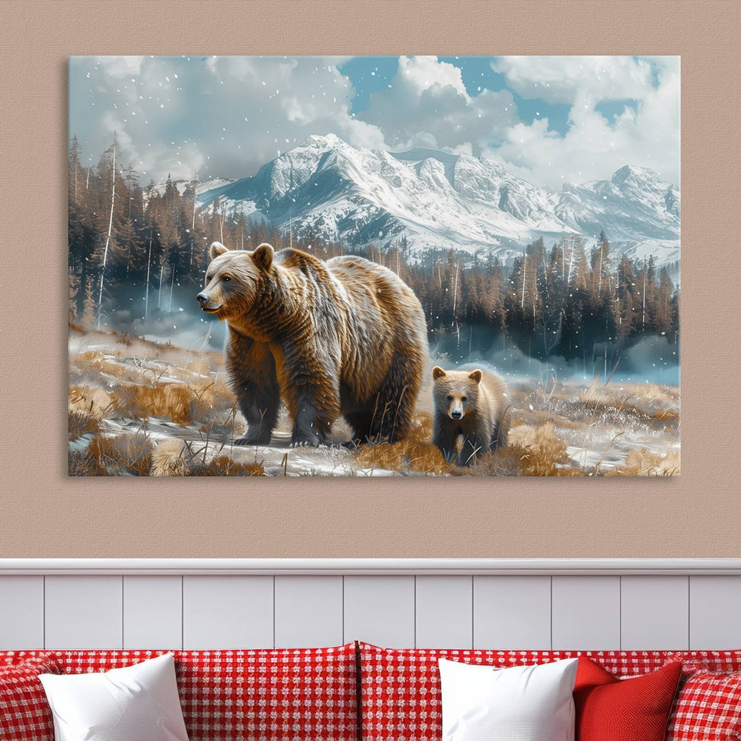 Bear and Baby Bear Wall Art Canvas Print