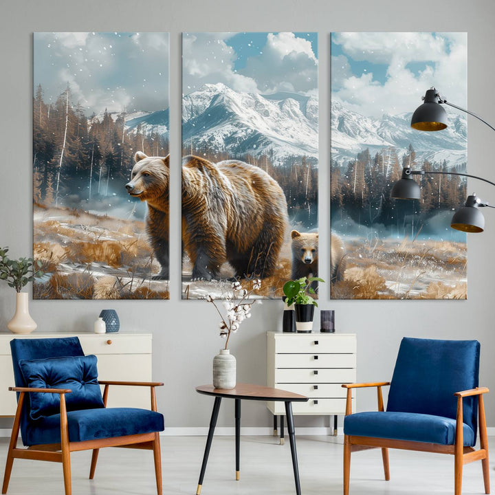 Bear and Baby Bear Wall Art Canvas Print