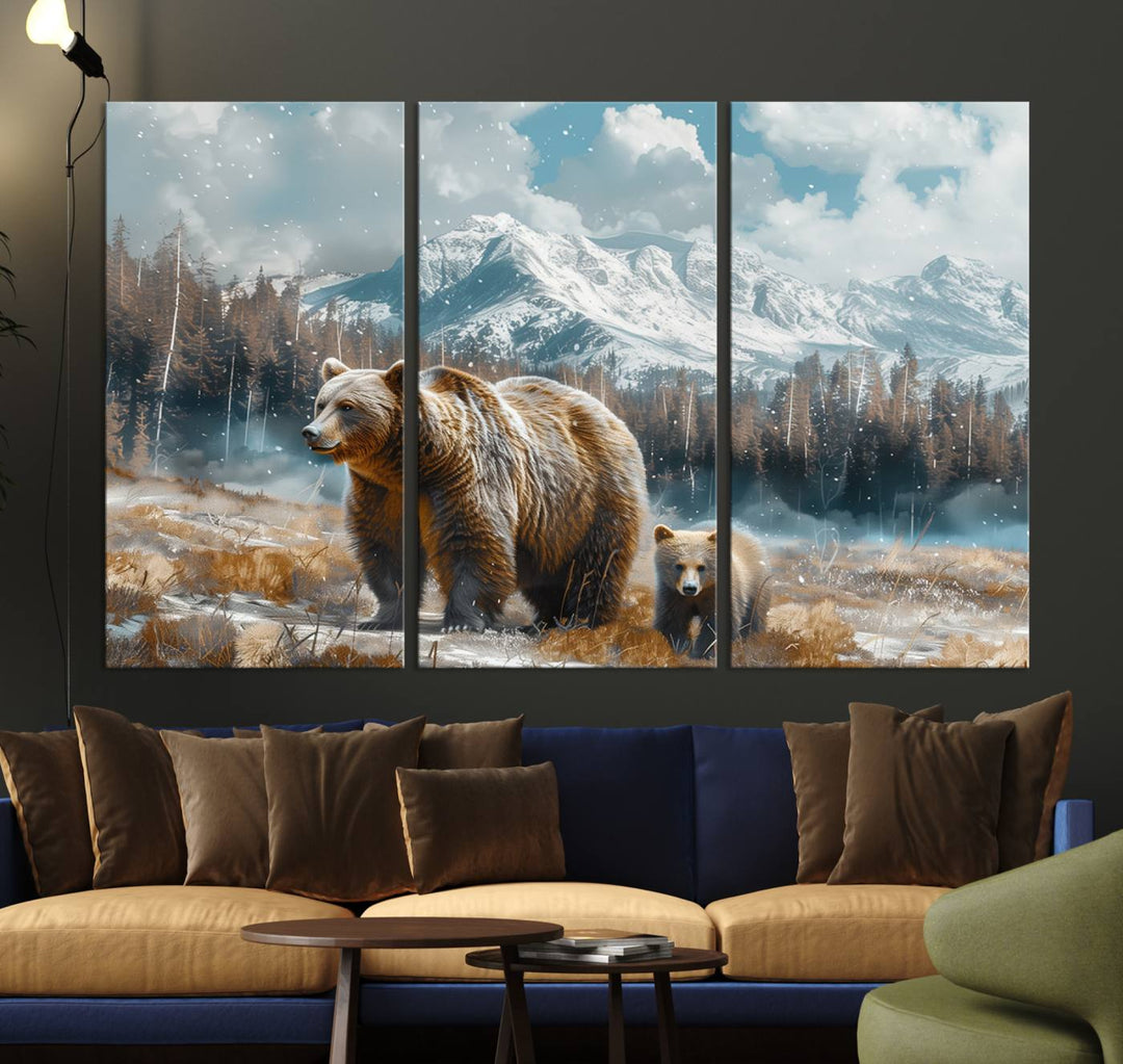 Bear and Baby Bear Wall Art Canvas Print