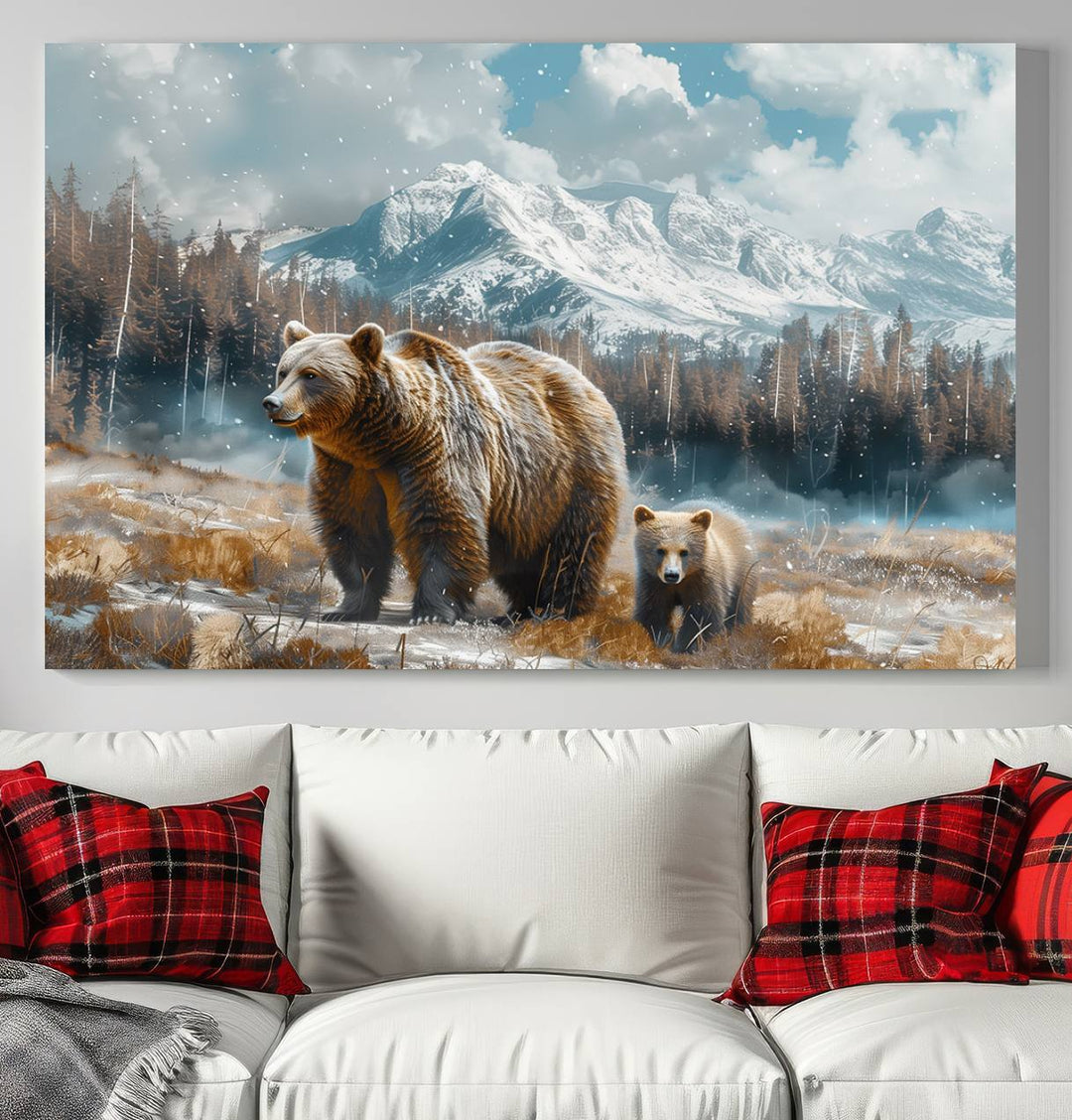 Bear and Baby Bear Wall Art Canvas Print