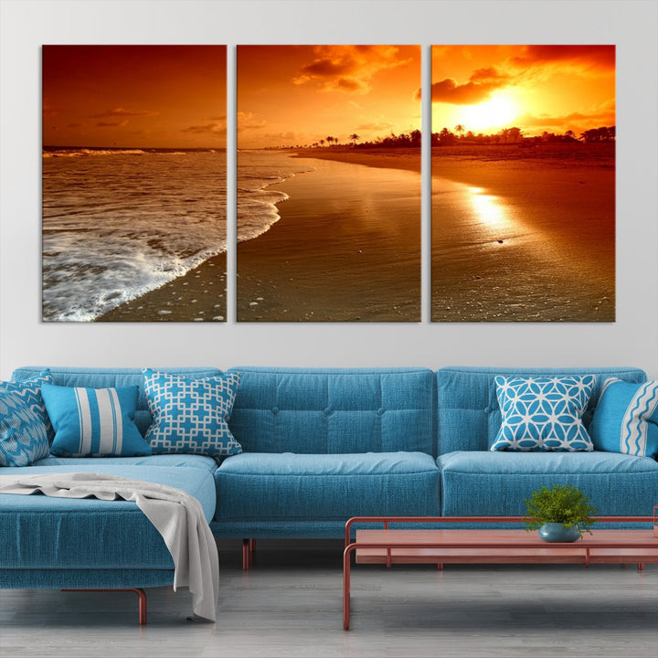 Beautiful Beach Sunset Landscape in Tropical Island Wall Art Canvas Print