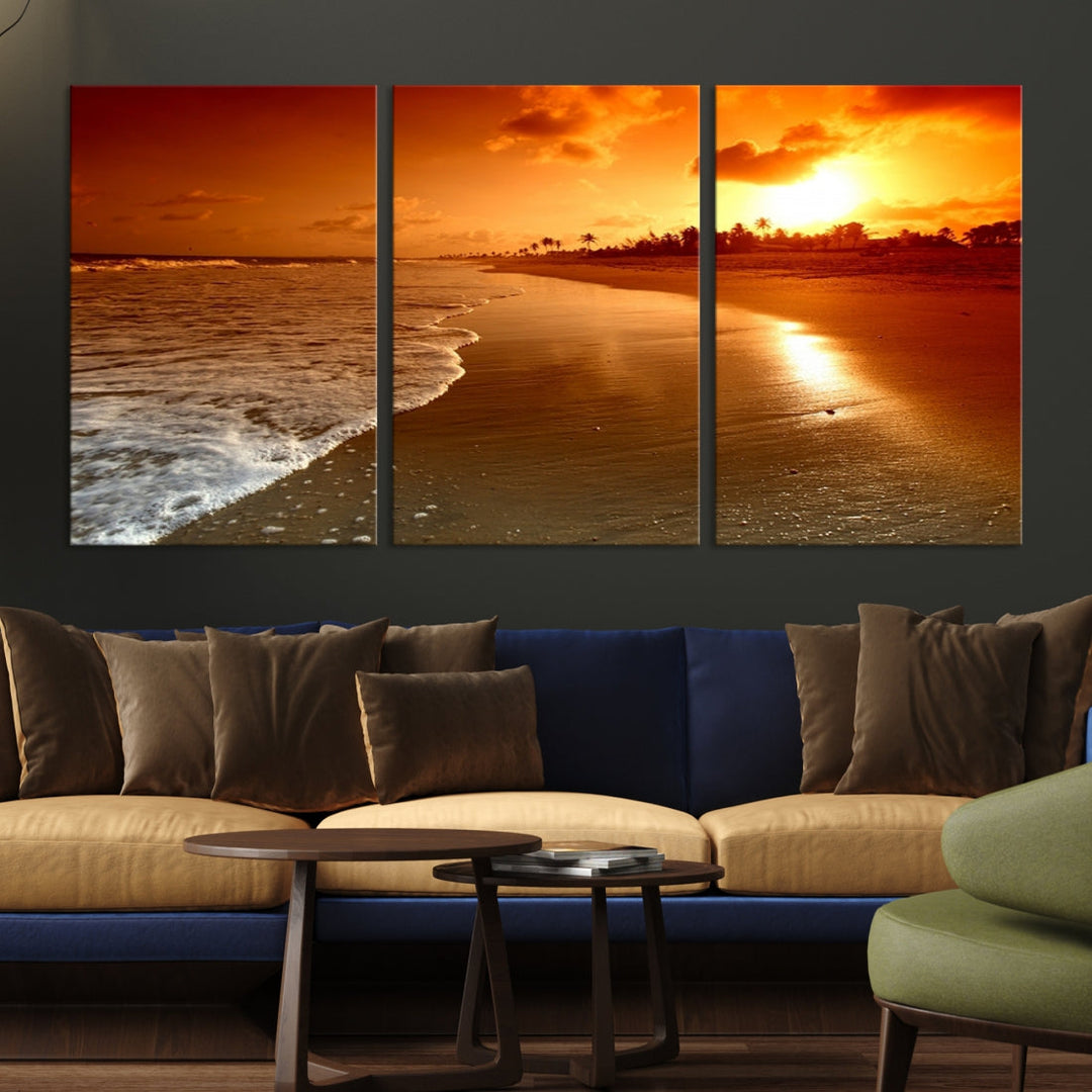 Beautiful Beach Sunset Landscape in Tropical Island Wall Art Canvas Print