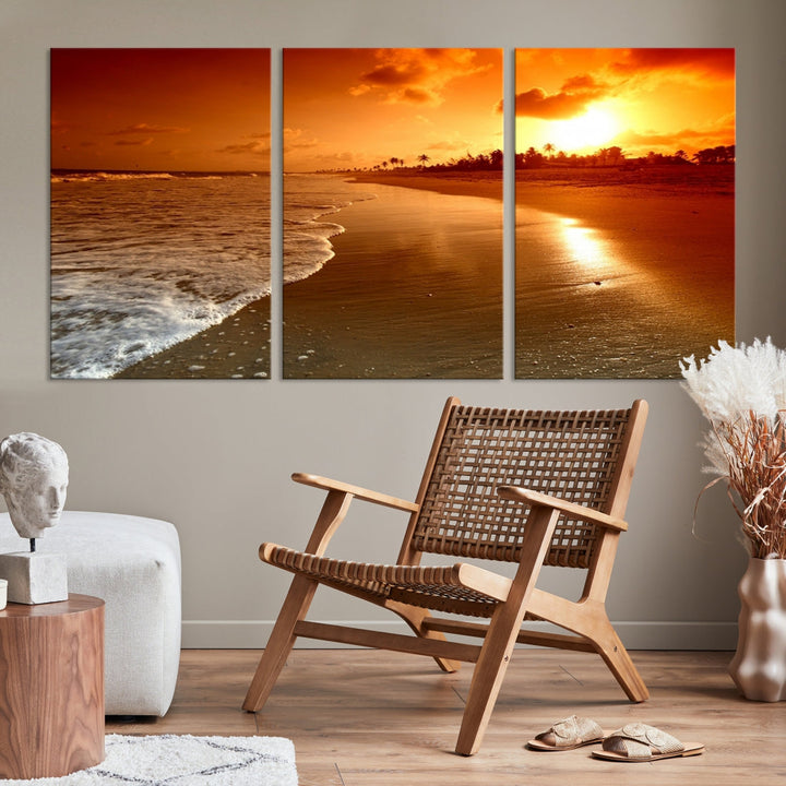 Beautiful Beach Sunset Landscape in Tropical Island Wall Art Canvas Print