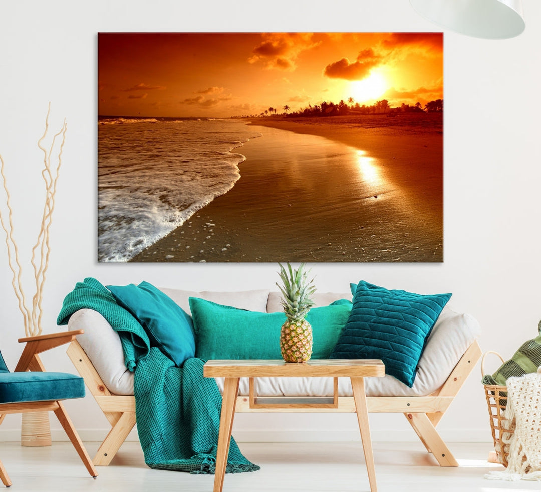 Beautiful Beach Sunset Landscape in Tropical Island Wall Art Canvas Print