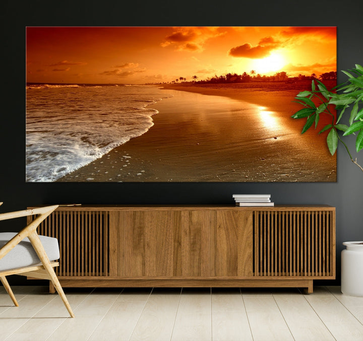 Beautiful Beach Sunset Landscape in Tropical Island Wall Art Canvas Print