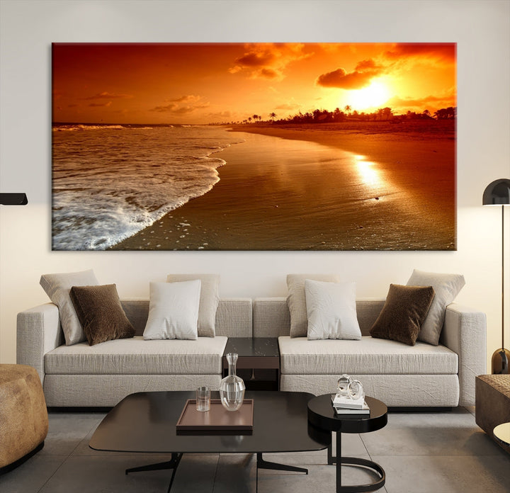 Beautiful Beach Sunset Landscape in Tropical Island Wall Art Canvas Print