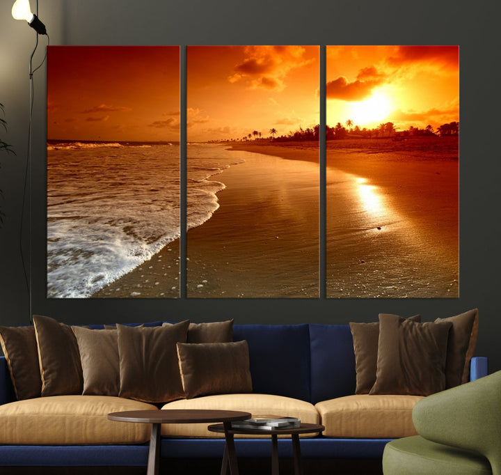 Beautiful Beach Sunset Landscape in Tropical Island Wall Art Canvas Print