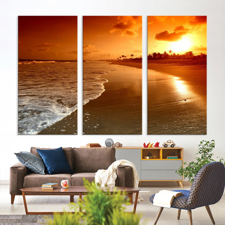 Beautiful Beach Sunset Landscape in Tropical Island Wall Art Canvas Print