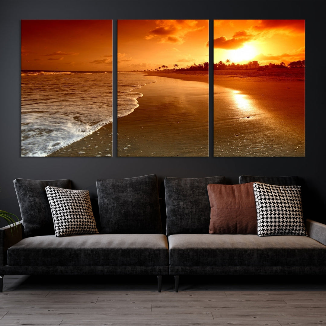 Beautiful Beach Sunset Landscape in Tropical Island Wall Art Canvas Print