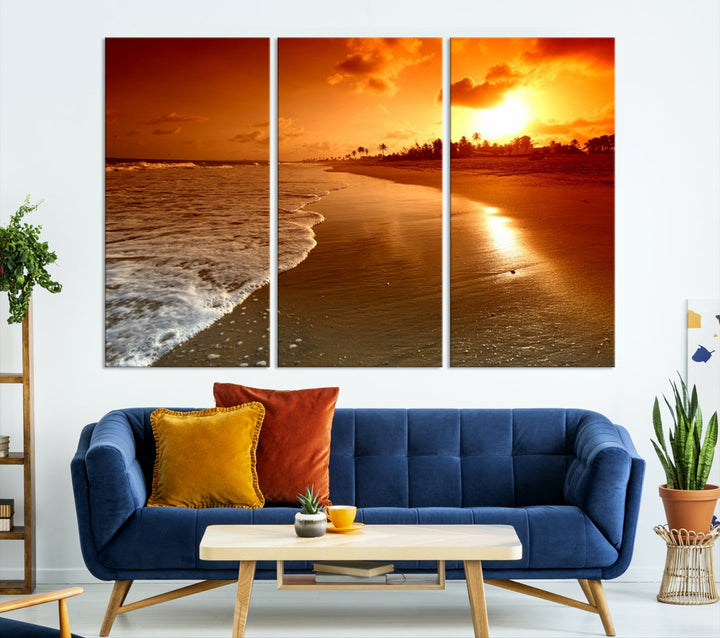 Beautiful Beach Sunset Landscape in Tropical Island Wall Art Canvas Print