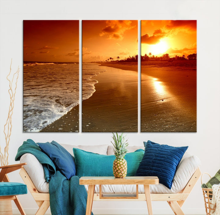 Beautiful Beach Sunset Landscape in Tropical Island Wall Art Canvas Print