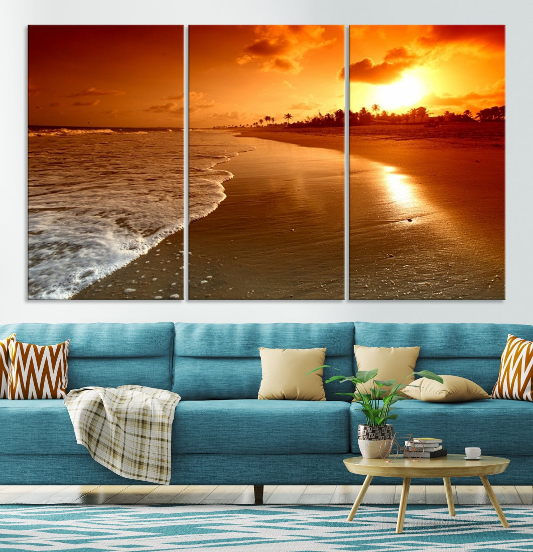 Beautiful Beach Sunset Landscape in Tropical Island Wall Art Canvas Print