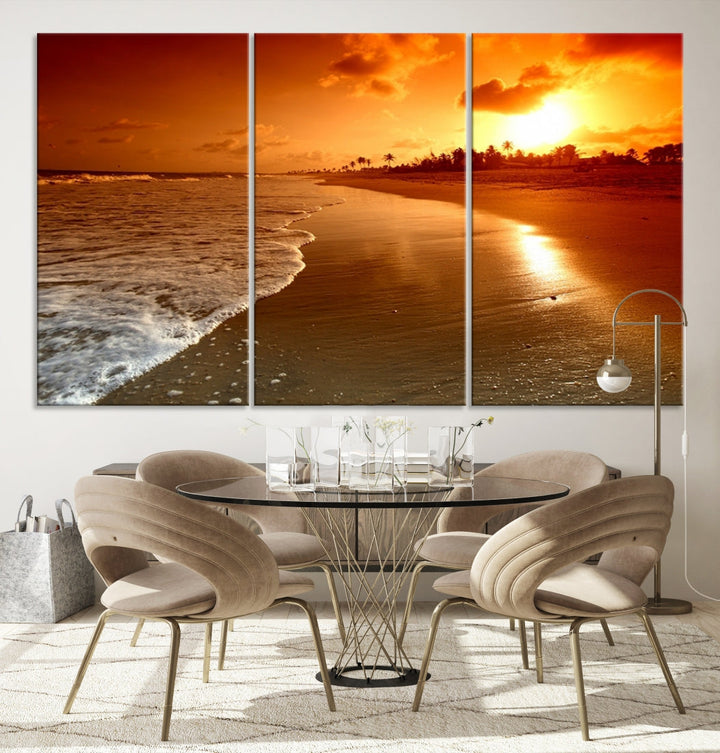 Beautiful Beach Sunset Landscape in Tropical Island Wall Art Canvas Print