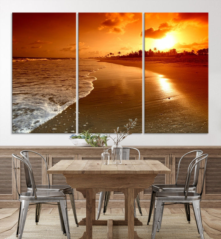 Beautiful Beach Sunset Landscape in Tropical Island Wall Art Canvas Print