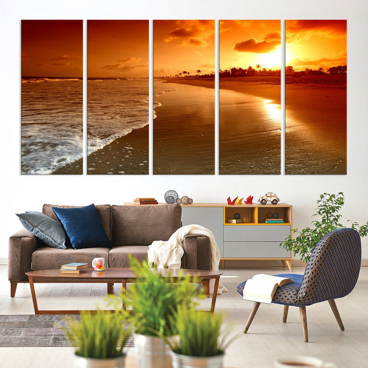 Beautiful Beach Sunset Landscape in Tropical Island Wall Art Canvas Print