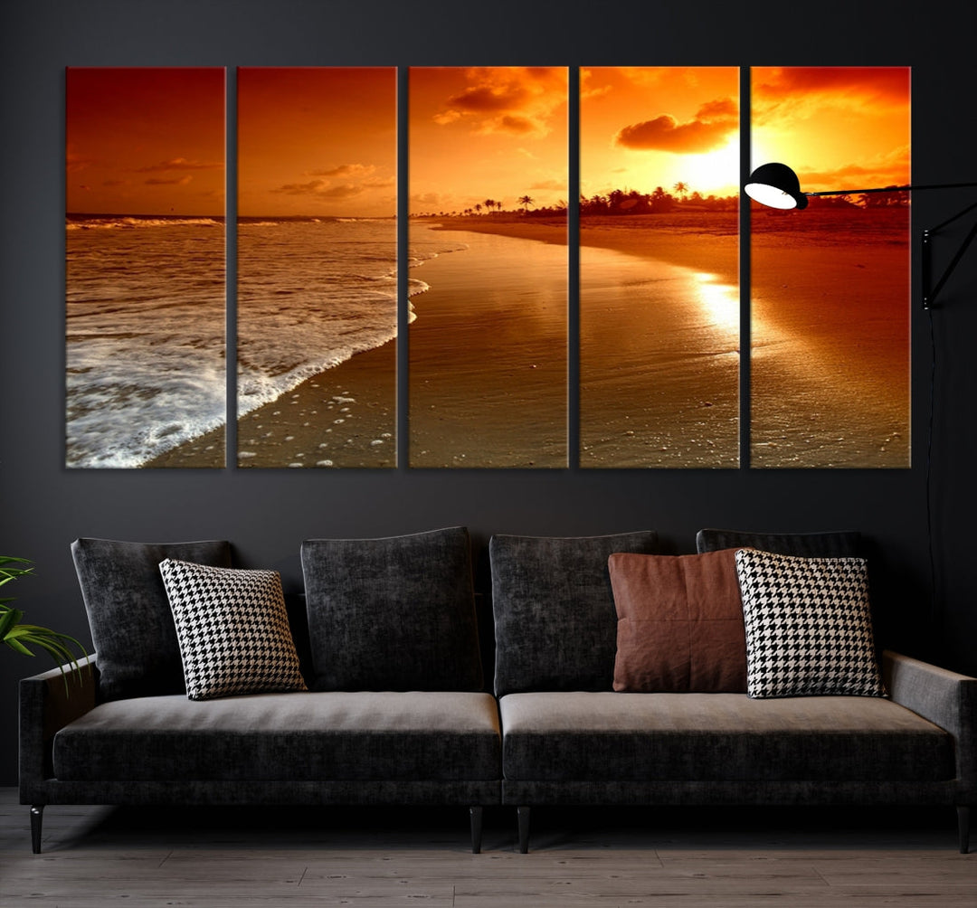 Beautiful Beach Sunset Landscape in Tropical Island Wall Art Canvas Print