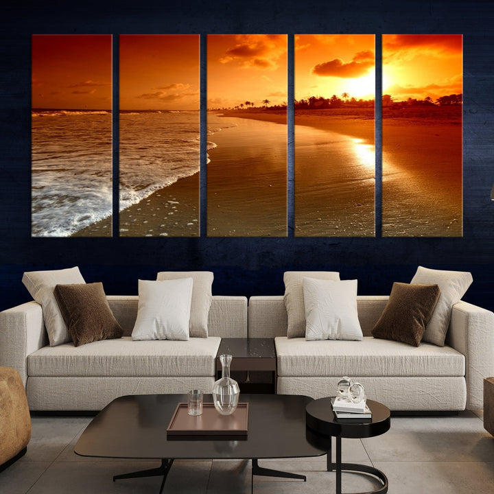 Beautiful Beach Sunset Landscape in Tropical Island Wall Art Canvas Print