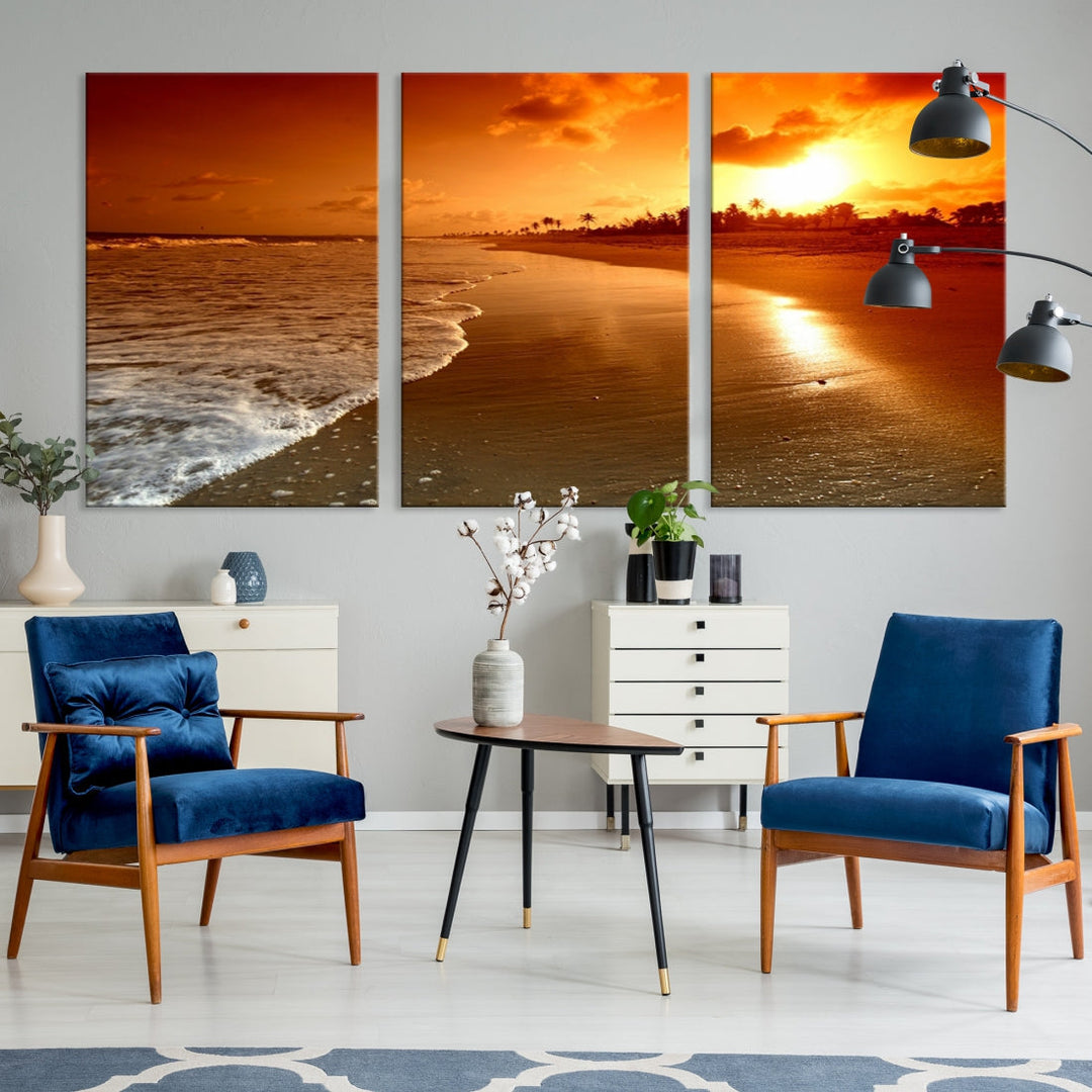 Beautiful Beach Sunset Landscape in Tropical Island Wall Art Canvas Print