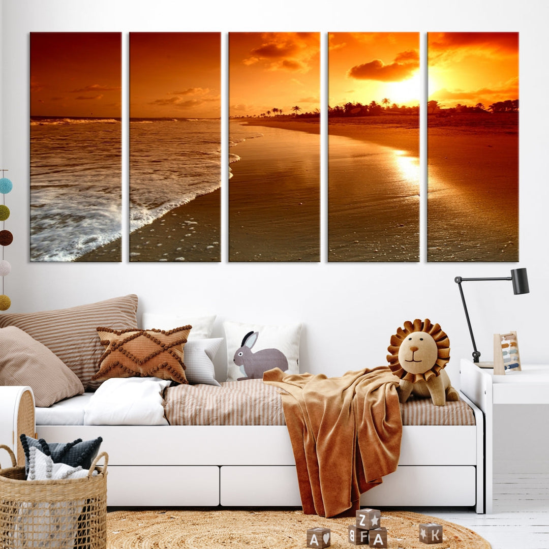 Beautiful Beach Sunset Landscape in Tropical Island Wall Art Canvas Print