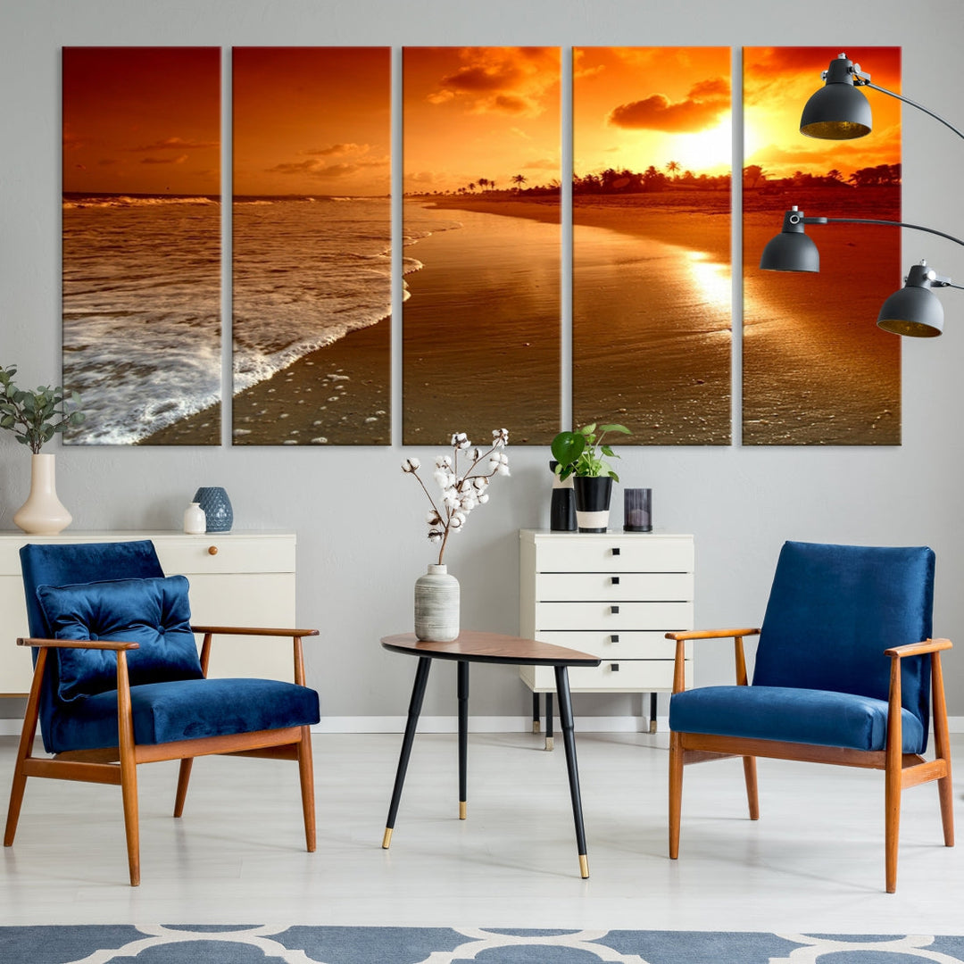 Beautiful Beach Sunset Landscape in Tropical Island Wall Art Canvas Print