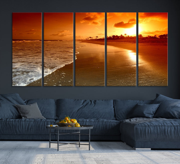 Beautiful Beach Sunset Landscape in Tropical Island Wall Art Canvas Print