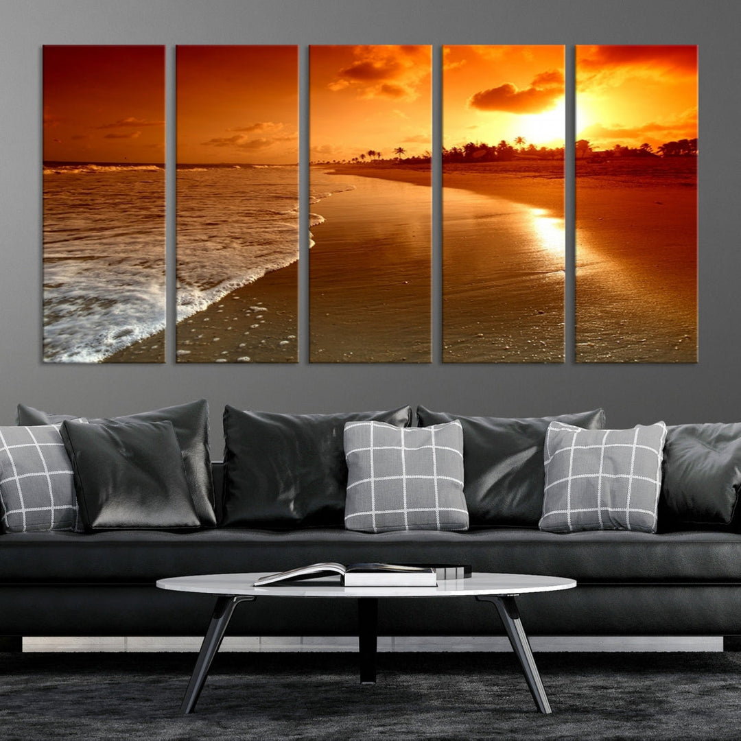 Beautiful Beach Sunset Landscape in Tropical Island Wall Art Canvas Print