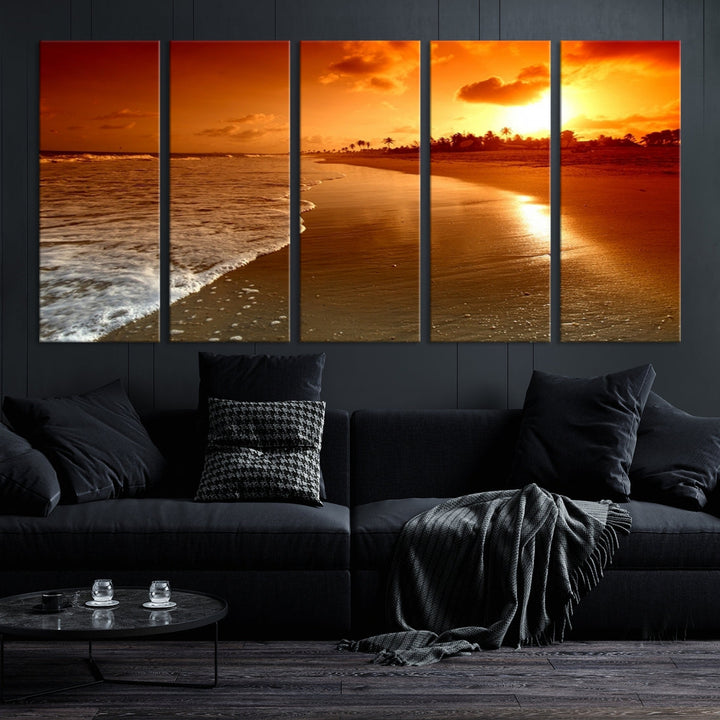 Beautiful Beach Sunset Landscape in Tropical Island Wall Art Canvas Print