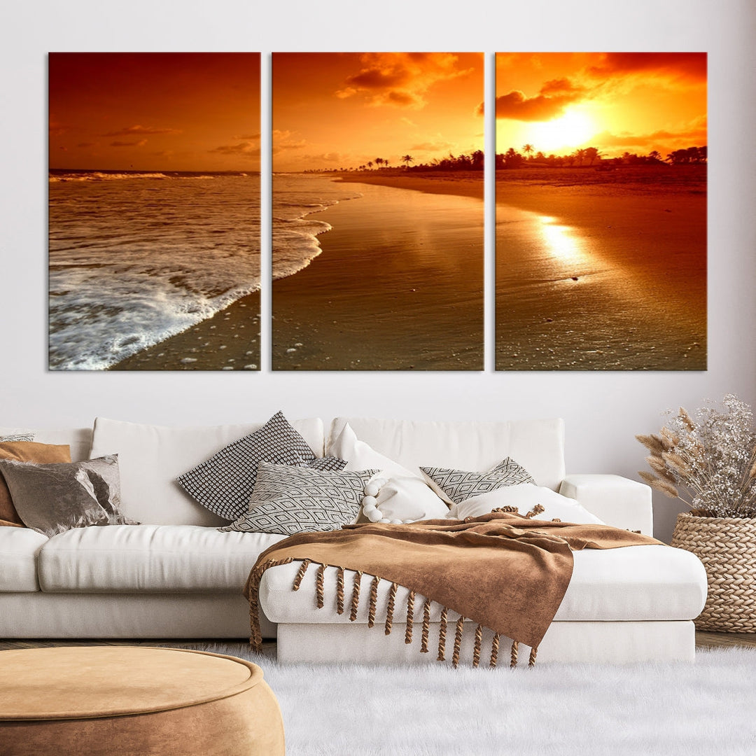 Beautiful Beach Sunset Landscape in Tropical Island Wall Art Canvas Print