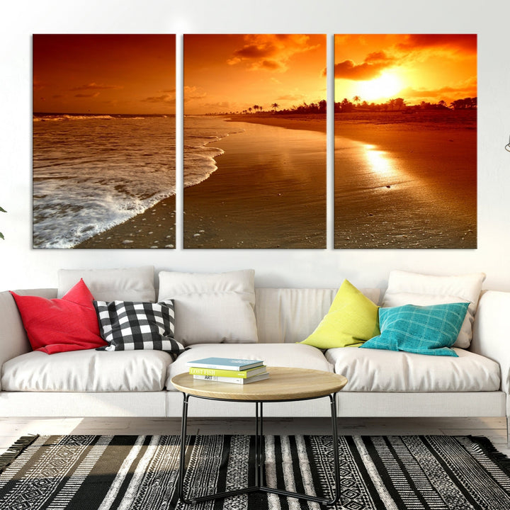 Beautiful Beach Sunset Landscape in Tropical Island Wall Art Canvas Print