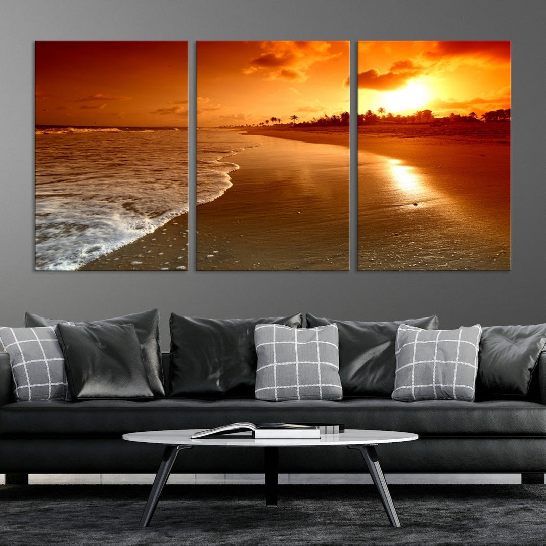 Beautiful Beach Sunset Landscape in Tropical Island Wall Art Canvas Print