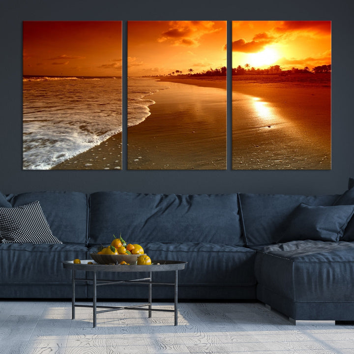 Beautiful Beach Sunset Landscape in Tropical Island Wall Art Canvas Print