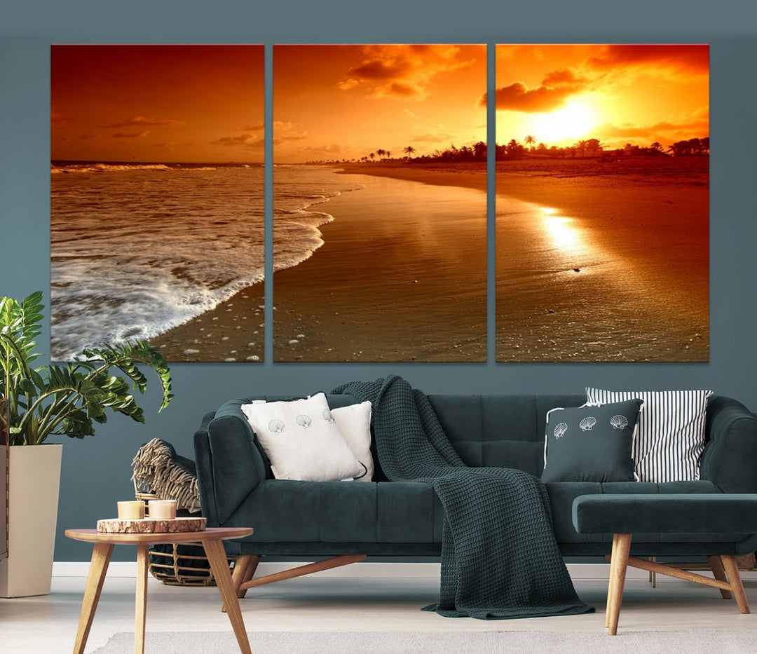 Beautiful Beach Sunset Landscape in Tropical Island Wall Art Canvas Print