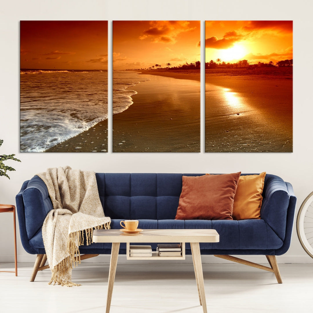 Beautiful Beach Sunset Landscape in Tropical Island Wall Art Canvas Print