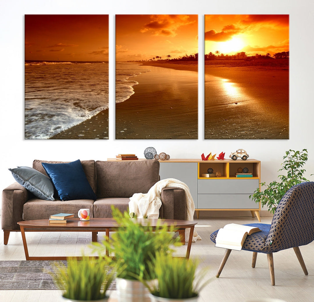 Beautiful Beach Sunset Landscape in Tropical Island Wall Art Canvas Print