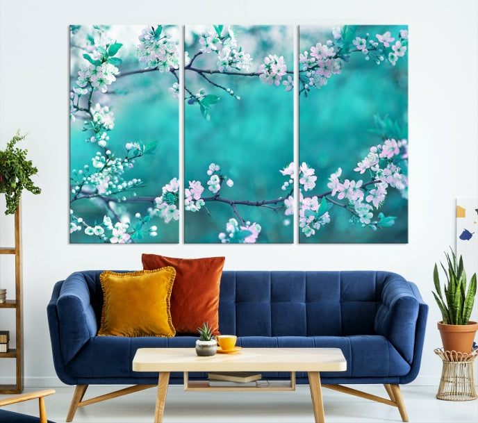 Beautiful Blossoming Cherry in Spring Large Wall Art Canvas Print Ready to Hang