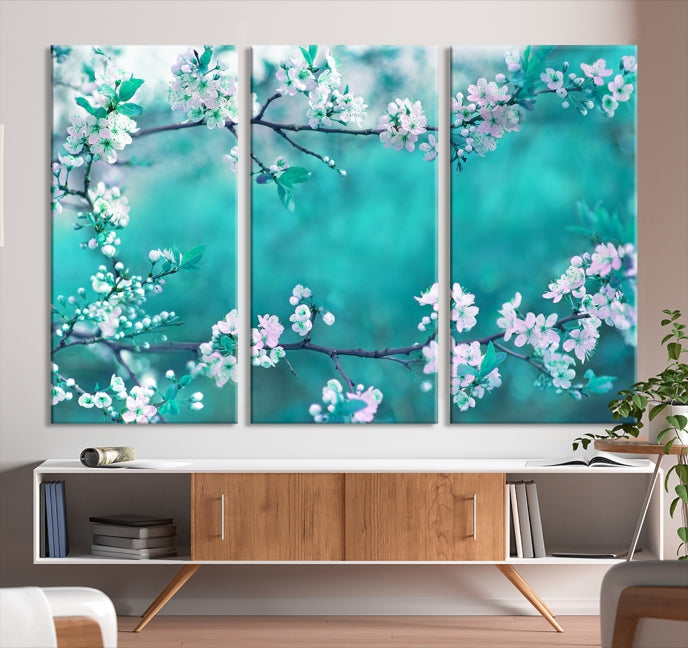 Beautiful Blossoming Cherry in Spring Large Wall Art Canvas Print Ready to Hang