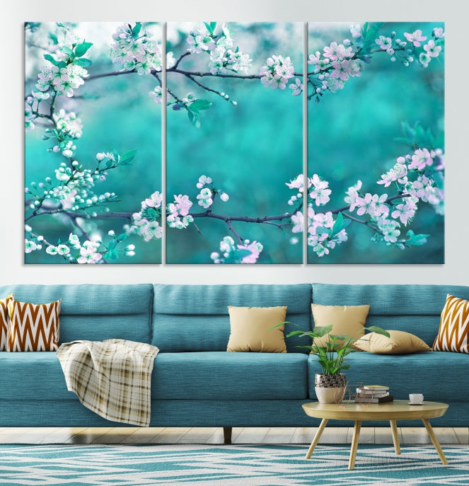 Beautiful Blossoming Cherry in Spring Large Wall Art Canvas Print Ready to Hang