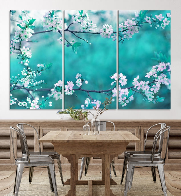 Beautiful Blossoming Cherry in Spring Large Wall Art Canvas Print Ready to Hang