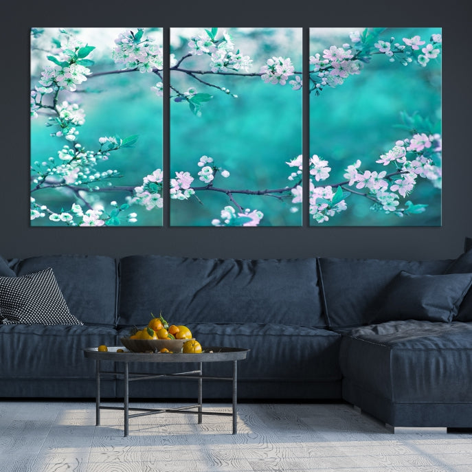 Beautiful Blossoming Cherry in Spring Large Wall Art Canvas Print Ready to Hang