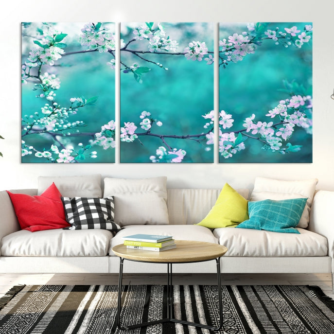 Beautiful Blossoming Cherry in Spring Large Wall Art Canvas Print Ready to Hang