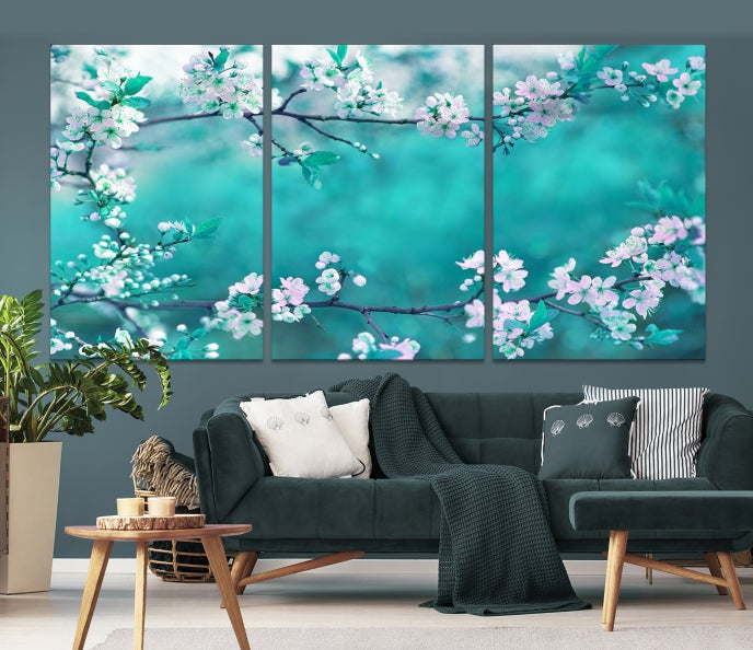 Beautiful Blossoming Cherry in Spring Large Wall Art Canvas Print Ready to Hang