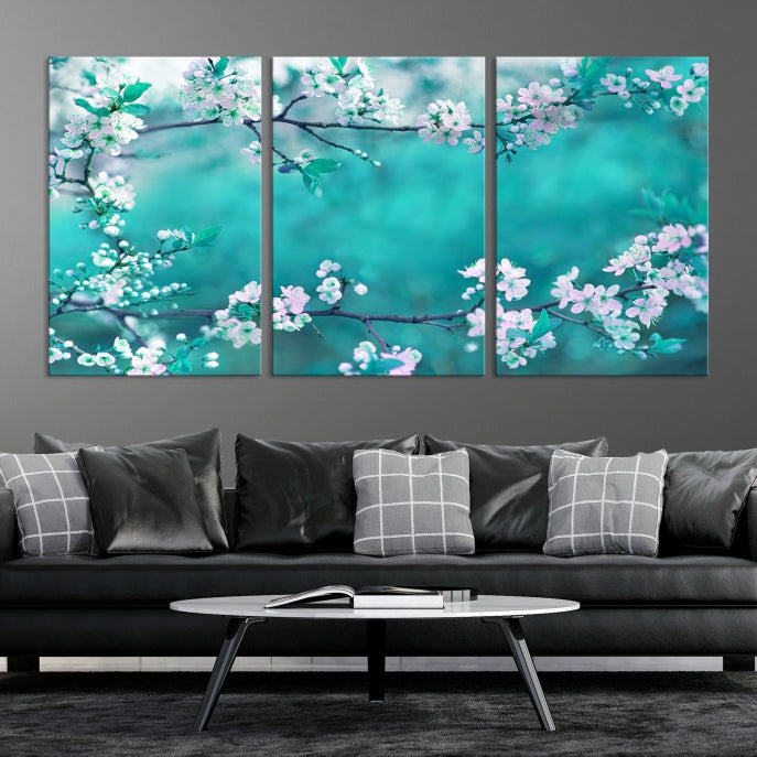 Beautiful Blossoming Cherry in Spring Large Wall Art Canvas Print Ready to Hang