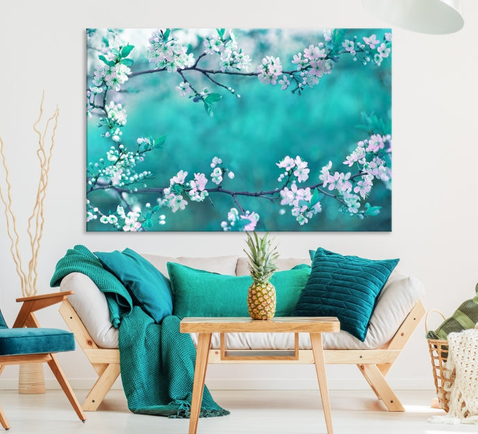 Beautiful Blossoming Cherry in Spring Large Wall Art Canvas Print Ready to Hang