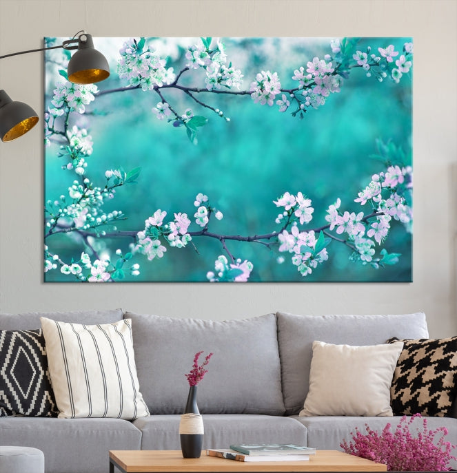 Beautiful Blossoming Cherry in Spring Large Wall Art Canvas Print Ready to Hang