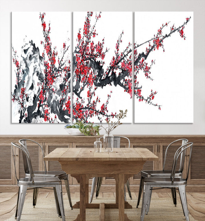 Beautiful Cherry Blossom Japanese Sakura Painting Large Wall Art Canvas Print