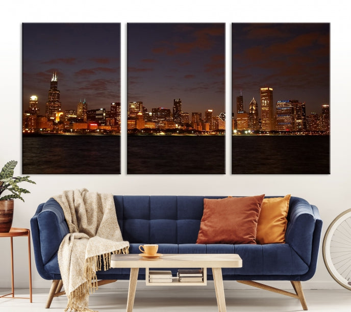 Beautiful Chicago Skyline Wall Art Large Cityscape Canvas Print